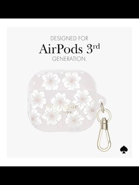 kate spade Pale Pink Floral AirPods 3rd Gen Case with Keychain Ring